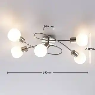 Lindby Elaina 5 Lampa Sufitowa Nickel 9620033