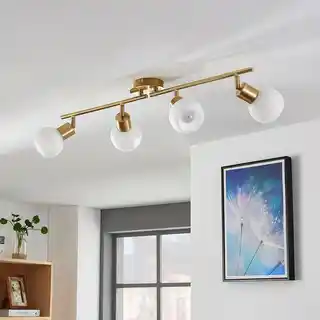 Lindby Eleina 4 lampa sufitowa mosiądz szkło E14 70 cm