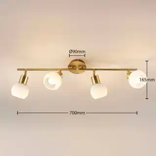 Lindby Eleina 4 lampa sufitowa mosiądz szkło E14 70 cm