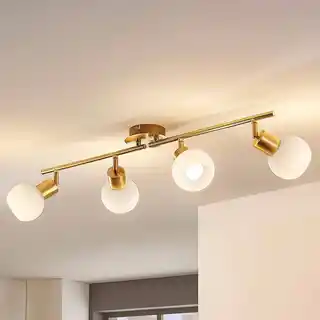 Lindby Eleina 4 lampa sufitowa mosiądz szkło E14 70 cm