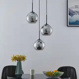 Lindby Jurian 3 Round Lampa Wisząca Black/Smoke 9627830