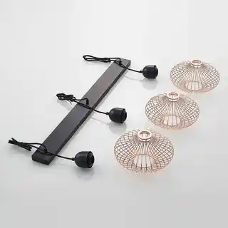Lindby Justinos 3 Lampa Wisząca Black/Copper 9628362