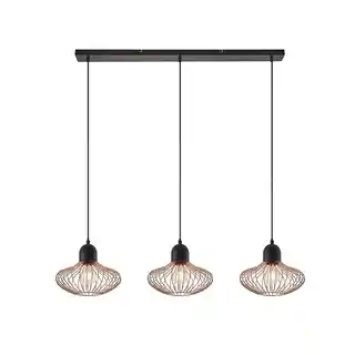 Lindby Justinos 3 Lampa Wisząca Black/Copper 9628362