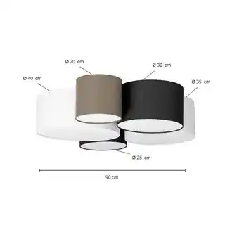 Lindby Lettie 5 lampa sufitowa szary czarny biały E27 8032723