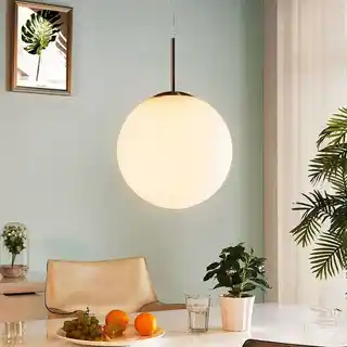Lindby Marike lampa wisząca fi 30 cm biała szkło kula E27