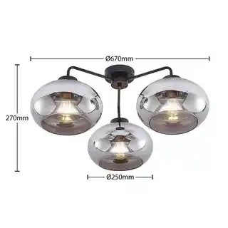 Lindby Navidia 3 Lampa Sufitowa Smoked 9628142