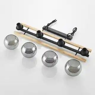 Lindby Philika Lampa Wisząca Smoke/Wood/Black 9627197