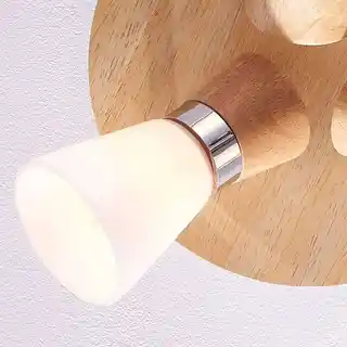 Lindby Vivica 3 Lampa Sufitowa Round White/Light Wood/Chrome 9620916