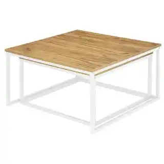 Loftinspired zestaw stolików kawowych Velen kwadratowy, drewno, biały, kolekcja Craft