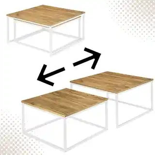 Loftinspired zestaw stolików kawowych Velen kwadratowy, drewno, biały, kolekcja Craft