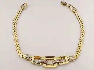 Lovrin Złota Bransoletka 585 Elegancka Z Zawieszkami Z Cyrkoniami 14K