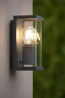 Lucide kinkiet zewnętrzny Claire 27885 01 30, szklany klosz, industrialny, pojedynczy punkt, stalowa konstrukcja