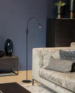 Lucide lampa stojąca LED Zozy czarna 145 cm elastyczne ramię 3-StepDim