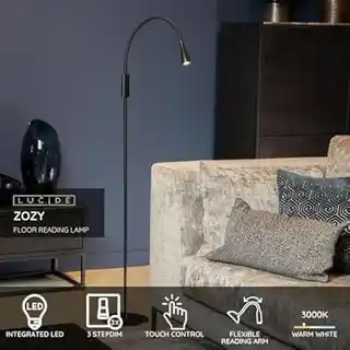 Lucide lampa stojąca LED Zozy czarna 145 cm elastyczne ramię 3-StepDim