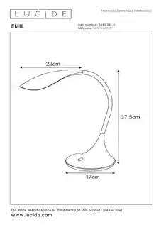 Lucide lampa stolowa EMIL 18652 06 31, LED, biały, metalowa, nowoczesny design
