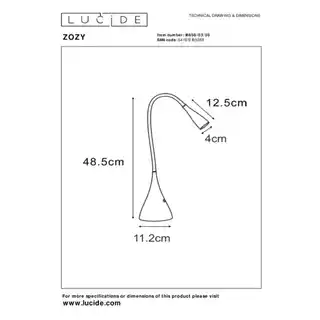 Lucide Lampa stolowa LED Zozy czarna ściemniana elastyczne ramię model 18650 03 30