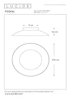 Lucide plafon LED Foskal mosiądz, średnica 21,5 cm, model 79177 06 01