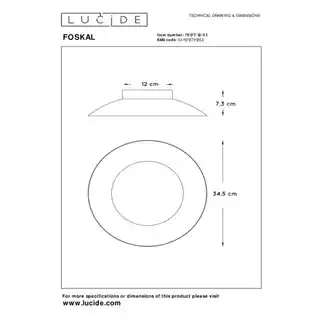 Lucide plafon LED Foskal mosiądz, średnica 34,5 cm, model 79177 12 01