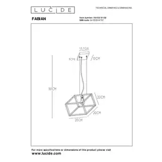 Lucide Lampa wisząca Fabian metalowy klosz 30cm, industrialny design, pojedynczy punkt, chrom, kolekcja Fabia