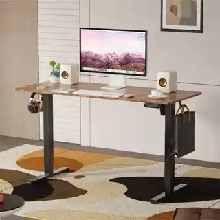 Lvn System biurko Control Lite 140 LV1714 czarno-brązowe, blat 140 cm, regulowane nogi, nowoczesny design