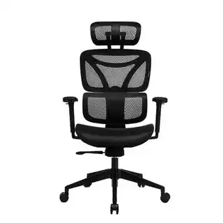 Lvn System Fotel ergonomiczny Control Series czarny, regulacja wysokości, podłokietniki, piankowe siedzisko, obrotowy, wytrzymała konstrukcja
