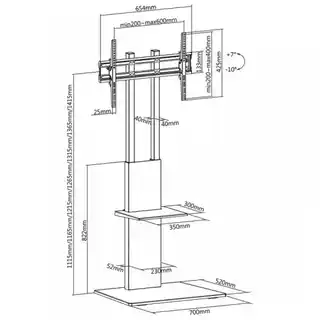 Maclean Stand wózek do telewizora MC 865, 40kg, VESA 600x400, półka