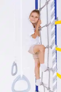 Małpiszon Drabinka gimnastyczna MERKURY 2 żółto-pomarańczowa z siatką 100 kg