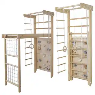 Małpiszon Drabinka gimnastyczna WINNER PLUS 225 cm z siatką, liną i kółkami biały