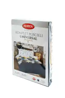 Matex Pościel bawełniana 200x220 liście geometria biało szara żółta grafitowa uniwersalna