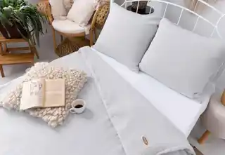 Matex Pościel muślinowa bawełniana 220x200 szara jednobarwna