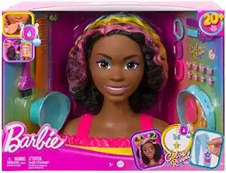 Mattel Barbie Głowa do stylizacji Neonowa Tęcza Kręcone Włosy HMD79