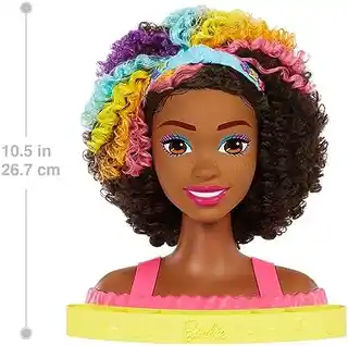Mattel Barbie Głowa do stylizacji Neonowa Tęcza Kręcone Włosy HMD79