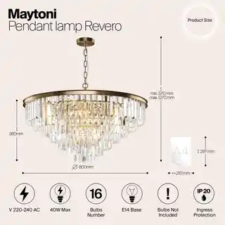 Maytoni Lampa kryształowa wisząca Revero MOD085PL-16BS