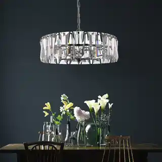 Maytoni Puntes Chrome lampa wisząca metalowa chrom szkło płytki E14 6x60W 51,7cm