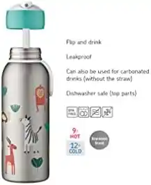 Mepal butelka termiczna flip-up Campus 350 ml animal friends, stal nierdzewna, szczelny korek, izolacja termiczna, kolor wielokolorowy