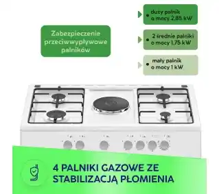 MPM 96-KGE-15 z możliwością podłączenia LPG Kuchnia gazowo-elektryczna