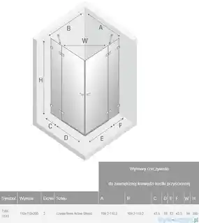 New Trendy Avexa kabina kwadratowa 110x110x200 cm, szkło przejrzyste, EXK 1533