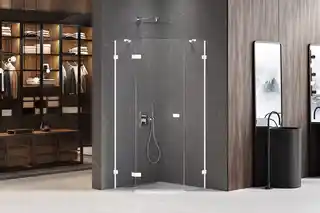 New Trendy Biała kabina pięciokątna 90x90 lewa EXK-3864 Avexa White