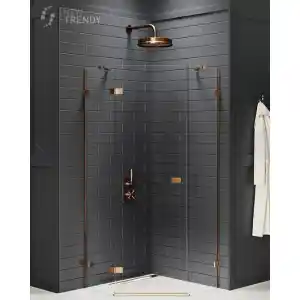 New Trendy Miedziana kabina pięciokątna 90x90 lewa EXK-3820 Avexa Copper Brushed