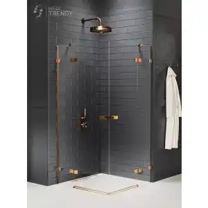New Trendy Miedziana kabina prysznicowa podwójne drzwi uchylne 90x80 EXK-3670 Avexa Copper Brushed