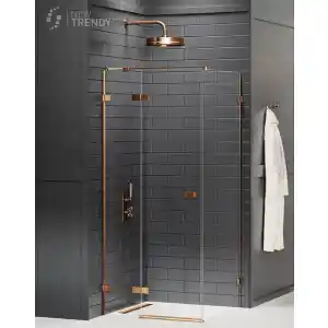 New Trendy Miedziana szczotkowana kabina prysznicowa lewa 90x70 cm EXK-3551 Avexa Copper Brushed