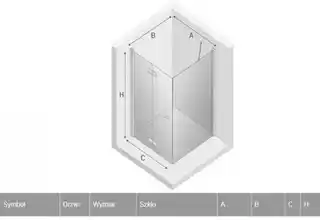 New Trendy New Soleo Black kabina prysznicowa lewa 90x90x195 cm szkło przejrzyste D-0235A D-0115B