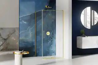 New Trendy Smart Light Gold złota kabina prysznicowa narożna kwadratowa 120x120 cm szkło 8 mm, wysoka 200 cm, drzwi i ścianka boczna, lewa lub prawa wersja, model EXK-4242