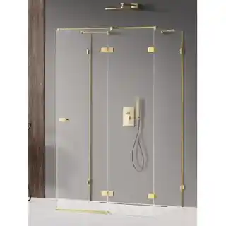 New Trendy Złota kabina prysznicowa przyścienna prawa 90x100 cm EXK-2133 Avexa Gold Shine