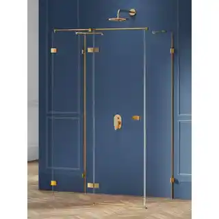 New Trendy Złota szczotkowana kabina prysznicowa przyścienna lewa 100x70 cm EXK-3082 Avexa Gold Brushed