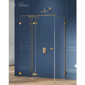 New Trendy Złota szczotkowana kabina prysznicowa przyścienna lewa 90x70 cm EXK-3076 Avexa Gold Brushed