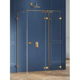 New Trendy Złota szczotkowana kabina prysznicowa przyścienna prawa 80x120 cm EXK-3105 Avexa Gold Brushed