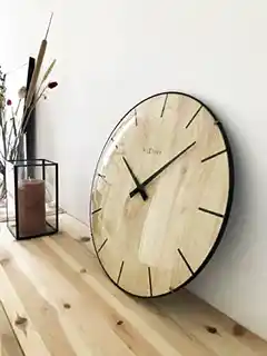 Nextime Zegar ścienny beżowy Edge Wood Dome 3249