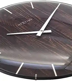 Nextime Zegar ścienny brązowy Edge Wood Dome 3249BR