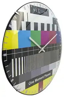 Nextime Zegar ścienny Testpage Dome 3162, nowoczesny design, biały, kwadratowy, szklana powierzchnia, mechanizm kwarcowy